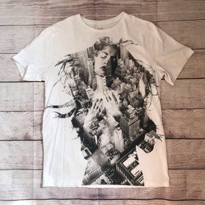 Express Men white shirt with a lady skyline.